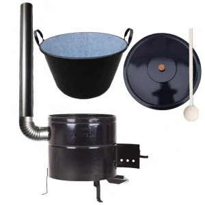 Zabíjačkový smaltovaný kotol 50 L + kovová kotlina 50 cm + dymovod
